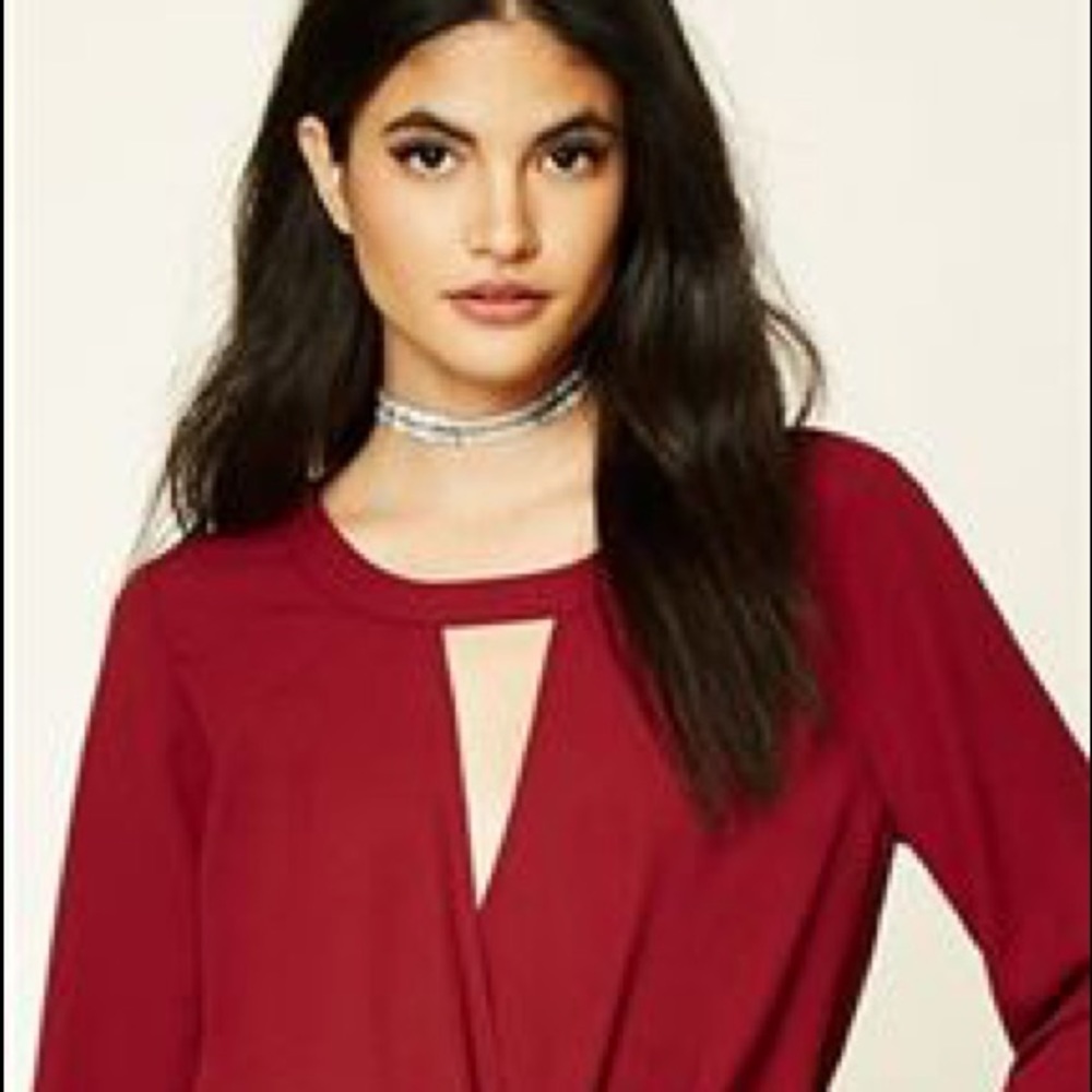 Forever 21 Cutout Surplice Red Top - Picture 2 of 7